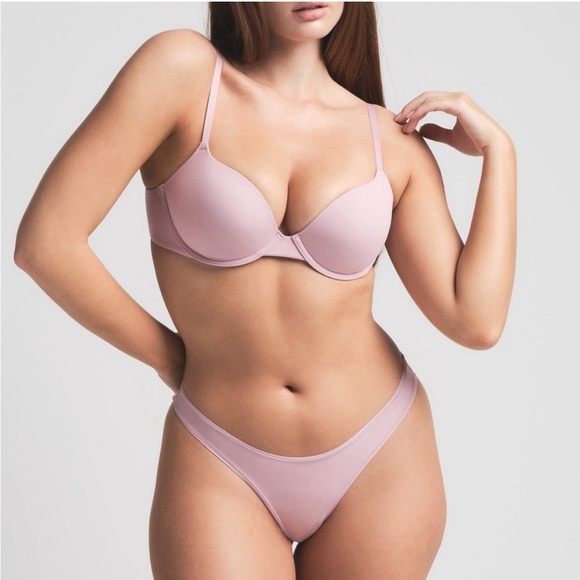 Skims NWT Fits Everybody Push Up T Shirt Bra In Dusk Mauve Pink Purple 32B - Picture 2 of 4